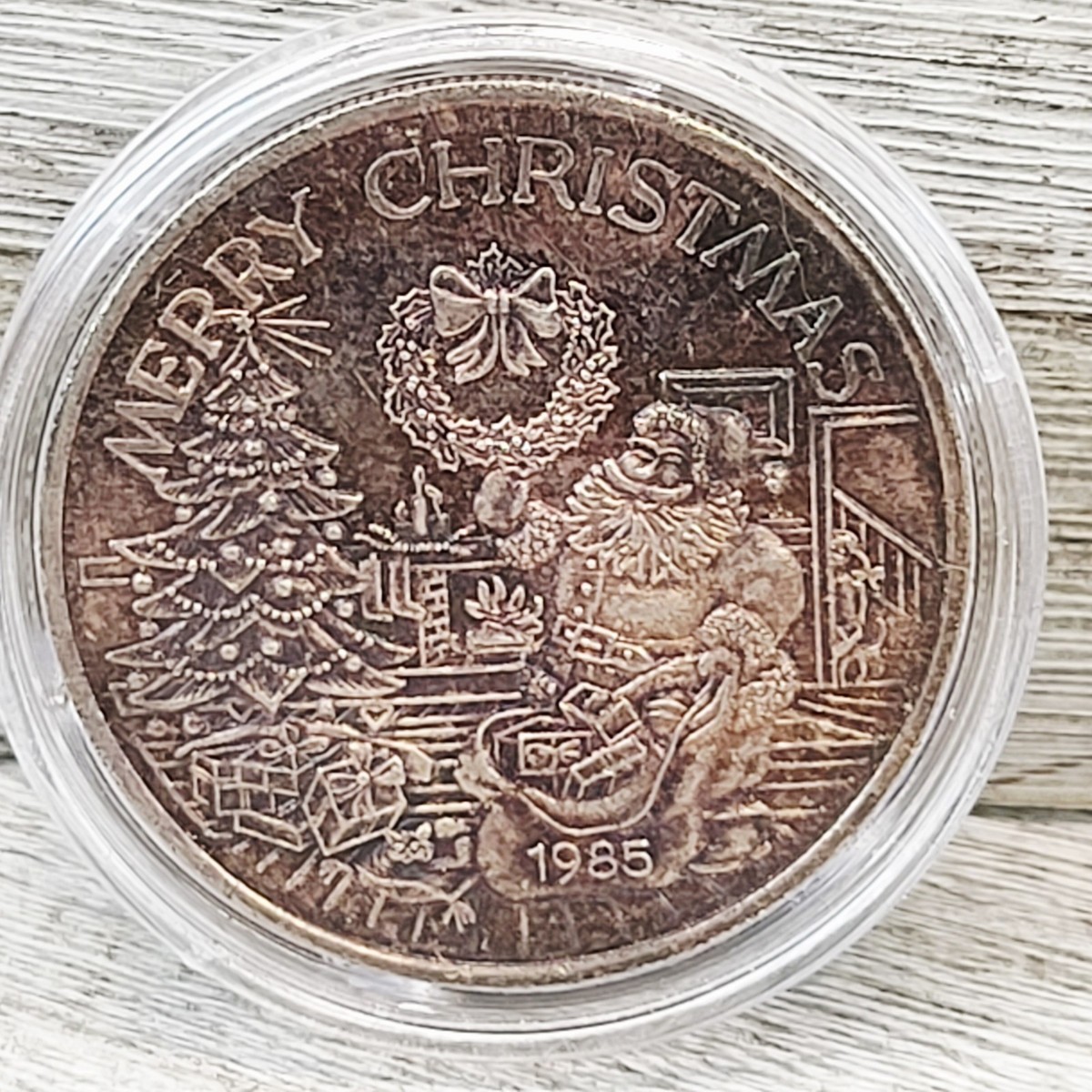 サンタクロース('85米) VINTAGE 1985 MERRY CHRISTMAS .999 SILVER 1 OZ SANTA CLAUS TREE