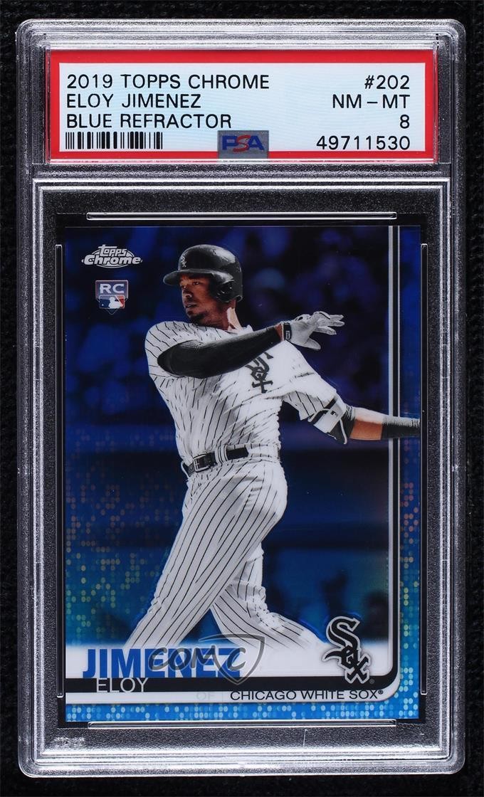 2019 Topps Chrome Blue Refractor 26/150 Eloy Jimenez #202 PSA 8 0c6