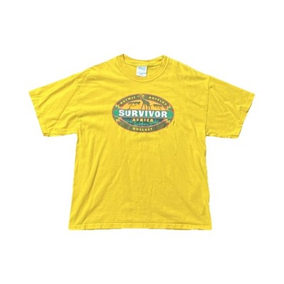 M&O Knits Men's L Yellow Heavyweight Survivor Africa Graphic Cotton Crew T-Shirt