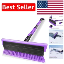 56 Inch Heavy Duty Snow Brush with Foam Grip & Ice Scraper - Large 15 Inch Head
