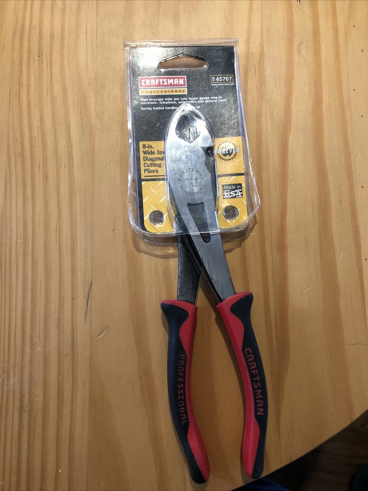 Vintage Sears Craftsman 8" Wide Jaw Diagonal Cutting Pliers, USA 45767