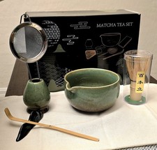 Matcha Tea Set 6 Piece Bowl, Whisk Sifter, and Stir Stand Set