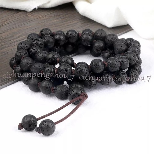 Collana Mala Tibetana 108 Perle In Agata Nera 6mm Con Nappa – Guarigione, Fatta A Mano, Senza Metallo - Foto 5