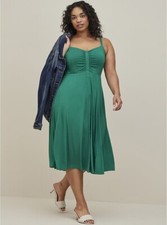 Torrid Midi Dress Shirred Front Green NWT New 3X