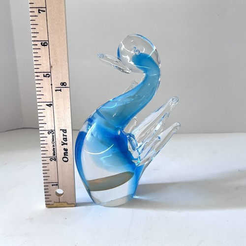 Vintage Murano Artas Italy Hand Blown Blue Art Glass Swan Duck Original Sticker - Picture 11 of 11