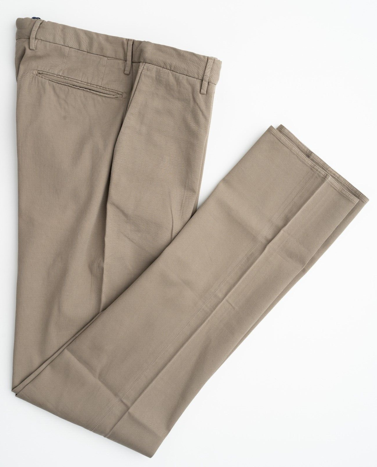 Коричневые модельные брюки INCOTEX из хлопка с плоским передом, высокого комфорта, зауженный крой Chino 28 (EU 44)