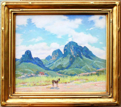 Taos NM Painting CARL WOOLSEY 'Burro North of Taos',  13'' x  15''