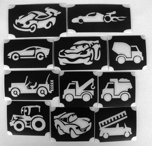 GLITTERTATTOO4YOU 11 different tattoo stencils glitter tattoo body jewelry car cart truck