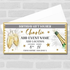 Any Event Bar Restaurant Gold Personalised Surprise Ticket Gift Voucher