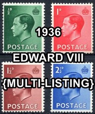 1936 King Edward VIII Definitves Stamps SG 457 - SG 460 {Multi-Listing} MNH