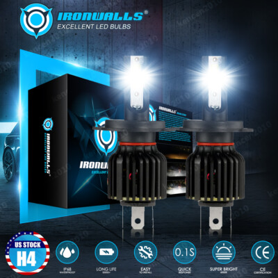 IRONWALLS H4 9003 LED Headlight Kit Bulbs High Low Beam Super White 330000LM 2X