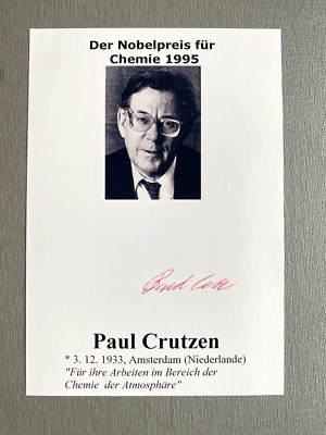 PAUL CRUTZEN ( 2021) Nobelpreis Chemie 1995 signed Foto 10x15 Autogramm