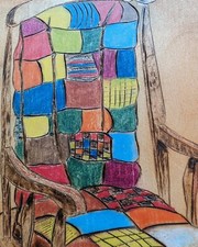 Vintage Wooden Wall Hanging Wood Burned Folk Art