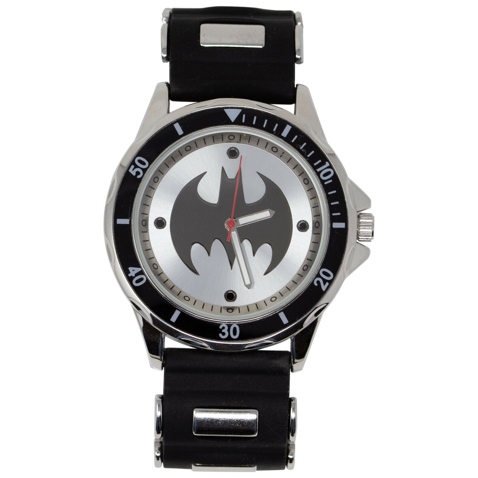 Batman Black and White Symbol Watch with Rubber Wristband Black