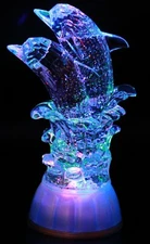 Aquatic Ocean Waves Dolphin Figure Abstract Light Up Color Changing Model Statue