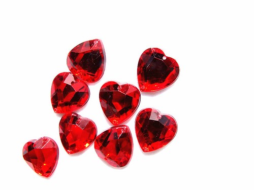 Acrylic Rhinestone Gems 16 mm Love Heart Flat Back Sew On Crystal Red Green Blue - Picture 19 of 57