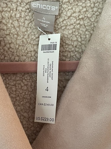 CHICO’S NWT $229 SUIDE SHIRLING DRAPE FRONT~SNAPS, POCKETS,PINK JACKET SZ.4~XXL - Picture 6 of 19