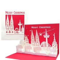 "Pop Up Karte \"KöLn Panorama - Merry Christmas\" 3D Weihnachtskarte KöLn"