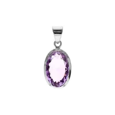Ovaler facettierter Amethyst Anhänger Sterlingsilber 925 gepunzt alle Kettenlängen