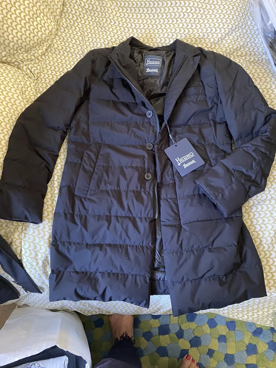 Abrigo/Chaqueta Acolchado Herno Damas Talla 50/12 EE. UU. Azul Marino Nuevo con Etiquetas Estilo Clásico