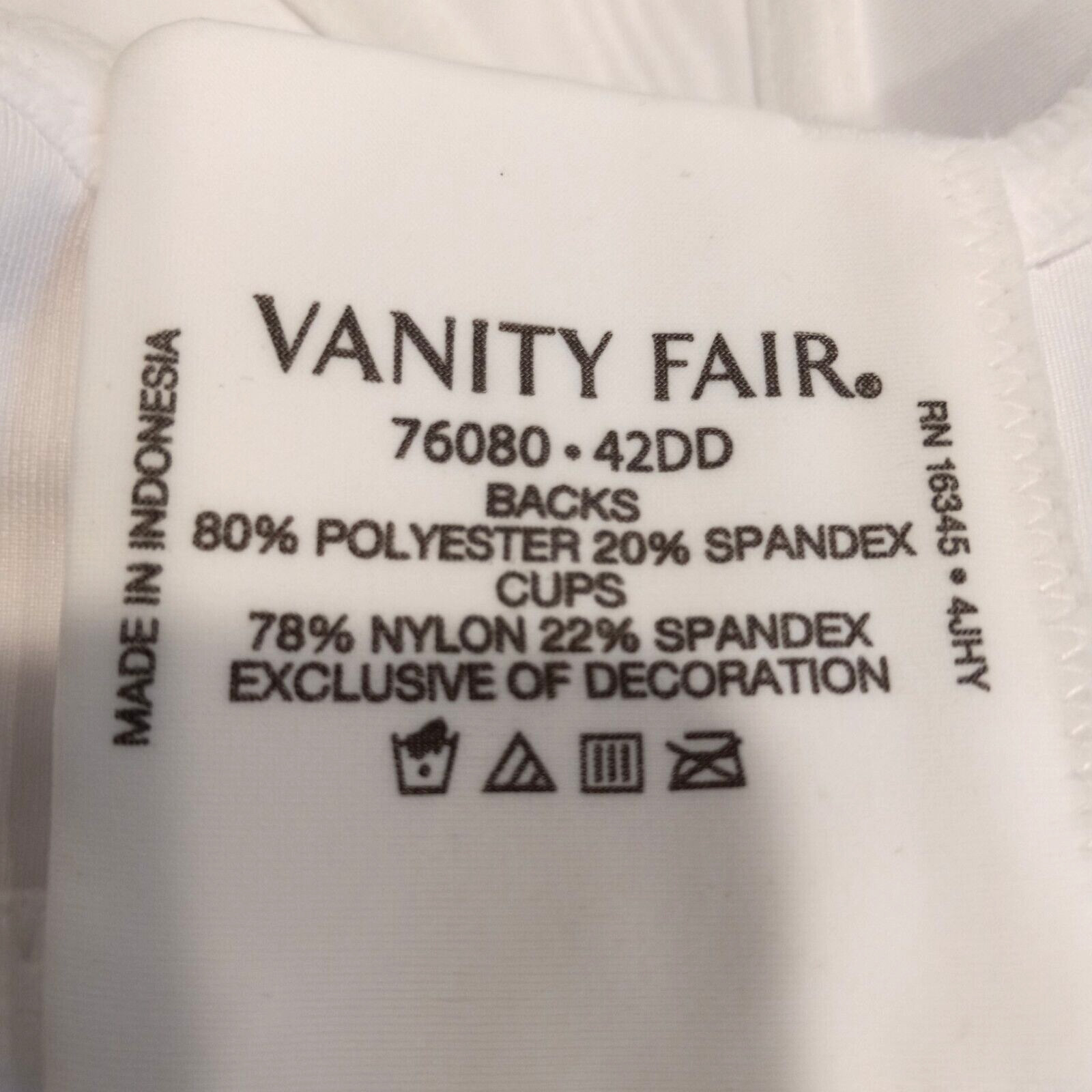 Vanity Fair Bra 42DD Beauty Back Minimizer #76080 White Underwire NWT MSRP $50