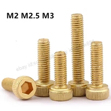 Brass Socket Head Cap Screws Allen Bolts M2 M2.5 M3 x4/5/6/8/10/12/16/20/25/30mm