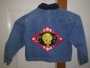 Girl's Looney Tunes Denim Blue Jean Jacket Size 6X * Excellent Condition! VTG!