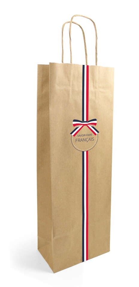 Sac bouteille vin papier kraft brun Savoir-faire Français de haute résistance