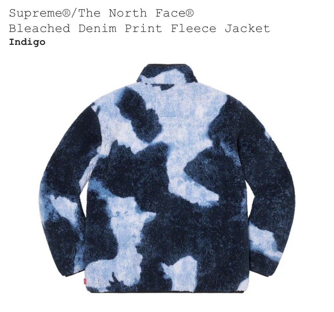 Supreme The North Face Bleached Denim Print Fleece Jacket Black