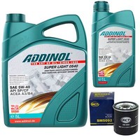 MotoröL Set Addinol 5W-40 Super Light 0540 6 Liter + ÖLfilter FüR Vw Transporter
