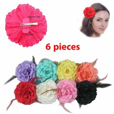 6 pcs Chiffon Flower Hair Clips Peony Flower Brooch Bridesmaid Wedding Party 5"