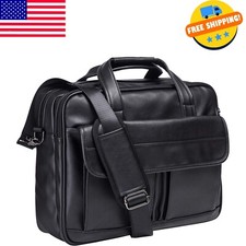 Men's Leather Messenger Bag, 15.6 Inches Laptop Briefcase Business Satchel