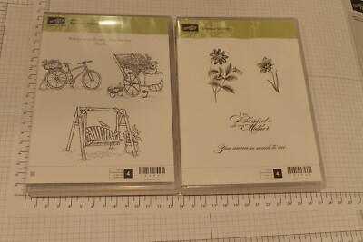 Stampin' Up! Summer Afternoon & Blessed Mother 2 sets of stamps Dog Bike Flowers