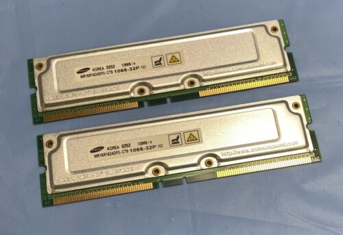 2 x 128MB (256MB Kit) Samsung MR16R1624DF0-CT9 1066-32P RAMBUS RDRAM Memory - Picture 1 of 3