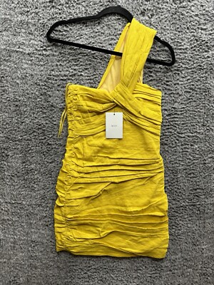 A.L.C. Apollo Linen One Shoulder Mini Dress Sole Yellow $495 Size 2 XS NWT