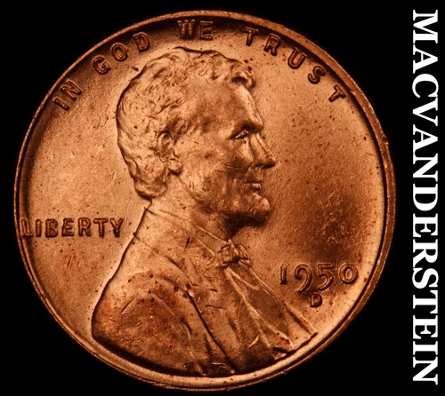1950-D Lincoln Wheat Cent- Choice Gem Brilliant Uncirculated No Reserve #J2404
