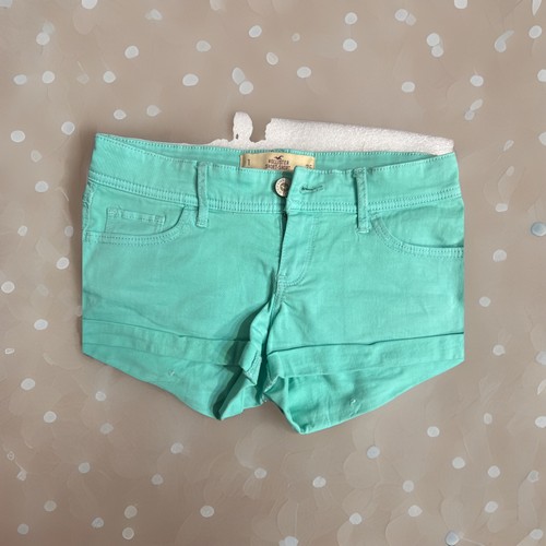 Hollister Short Short Low Rise Denim Shorts Size 1 (25W) VERY Nice! Color Aqua - Picture 1 of 7