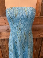 Alyce Prom Dress Ball Gown 10 Blue Y2K Fairy Princess Bead Boned Bodice Mermaid