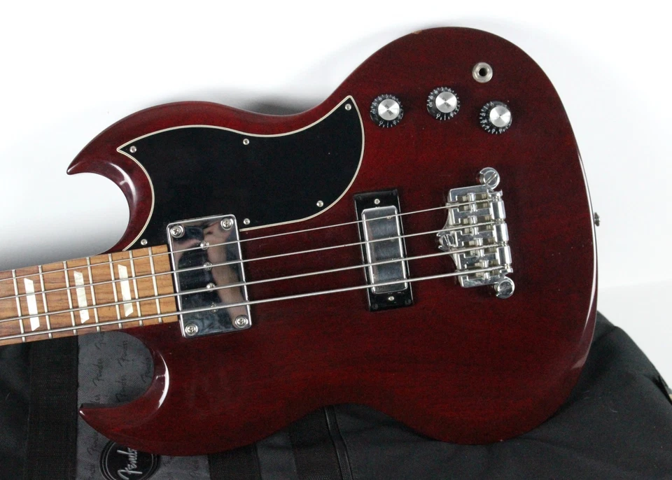 2011 Vintage Reissue Gibson SG Standard Cherry Red Bass Short Scale All Original - Image 2 of 4