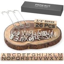 26 Pcs Mini 3/4-Inch Alphabet Branding Irons Wood Leather BBQ Custom Logo Set