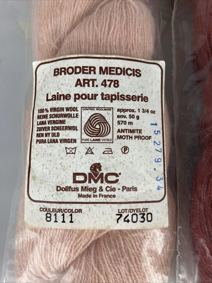 3 HKS VINTAGE DMC BRODER MEDICIS WOOL THREAD 623 YDS EA: Pink, Mauve, Eggplant - Image 2 of 4