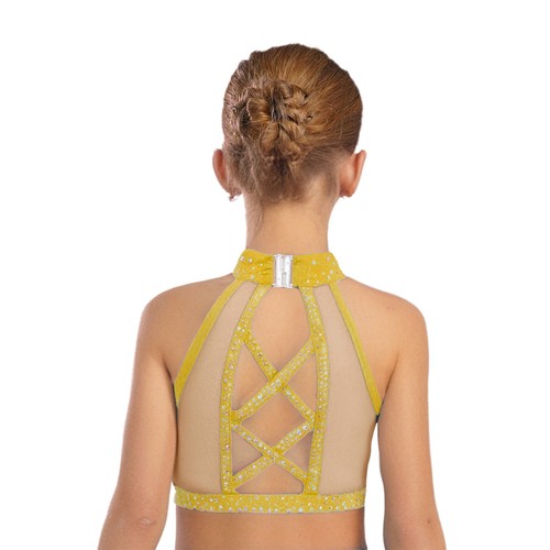 Mädchen Crop Top Eiskunstlauf BH Performance Weste Ballett Kostüm Jazz Modern - Bild 41 von 63
