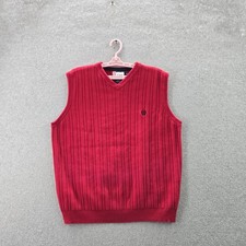 VINTAGE Chaps Ralph Lauren Men Sweater Vest L/G Red Logo Sleeveless Preppy