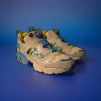 NEW Adidas US 10.5 Men's White Yellow Aqua Blue Retro ZX Fury InstaPump   GW0368