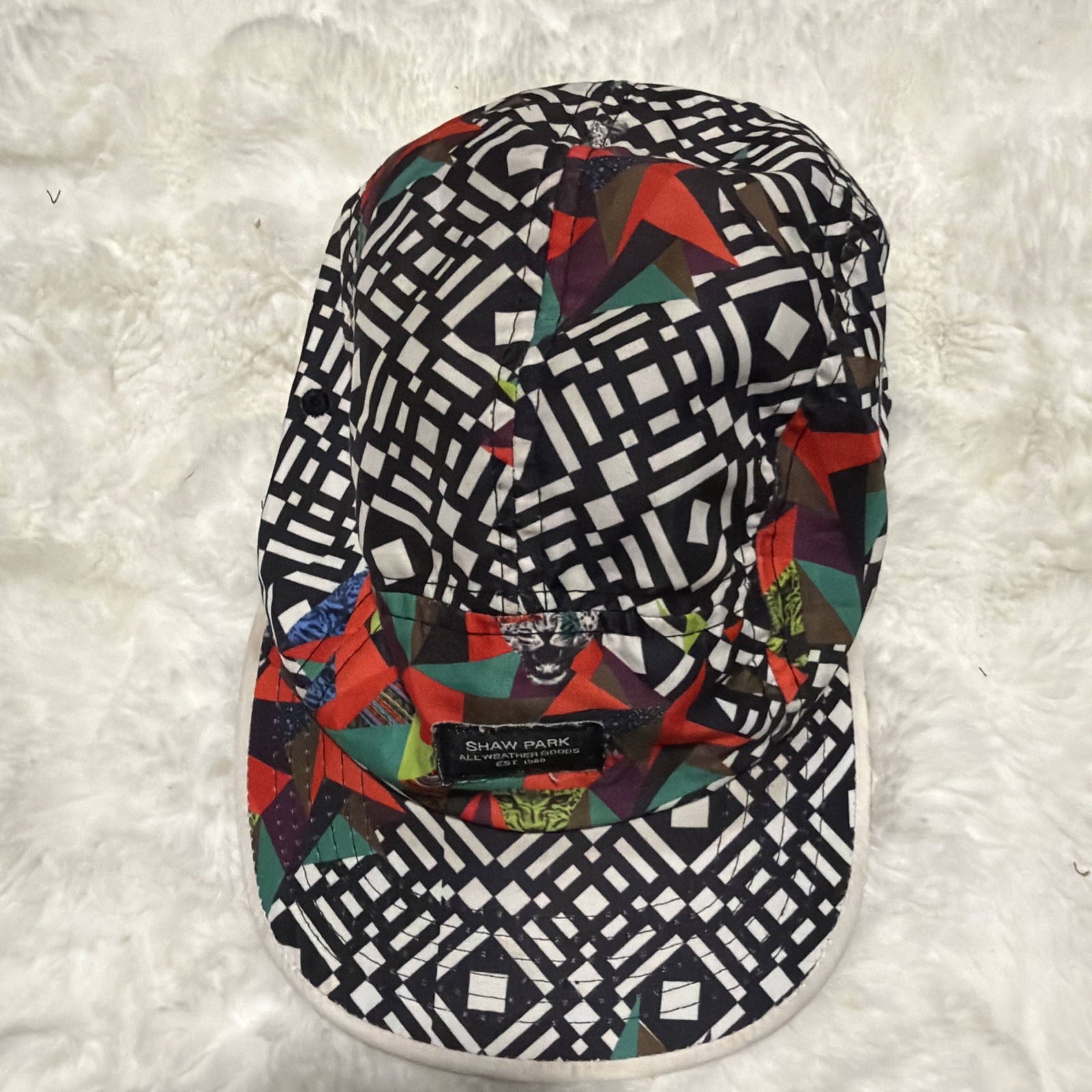 Shaw Park Hat Cap Strap Back Mens One Size Multicolor 5 Panel Geometric Print