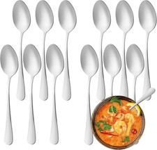 12 Pcs Dinner Spoons Set, Food-Grade Stainless Steel Tablespoons, Durable Metal