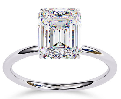 Lab Grown Emerald Cut Diamond Solitaire Ring 1 5 Ct 14K Gold Engagement