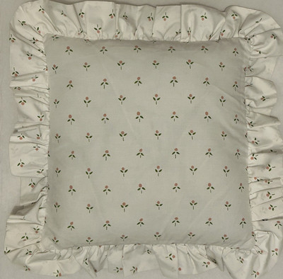VTG White Ruffled 16'' Zip Accent Pillow Sham Cottage Chic Dainty Floral Pattern