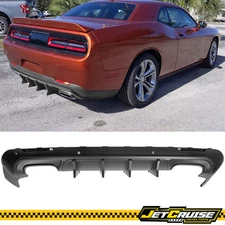 Fits 15-23 Dodge Challenger IKON V4 Type Rear Bumper Lip Diffuser Matte Black PP