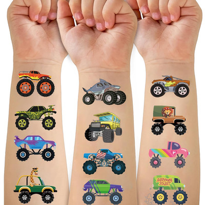 Monster Trucks Temporary Tattoo for Kids, 10 Sheets Monster Truck Fake Tattoos f